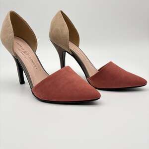 Chinese Laundry Women's Pumps 9M Tan Beige Pointed Toe Two-Tone Suede-Like